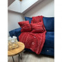 Měkká hřejivá deka s povlakem na polštář se zimním motivem, 160 x 200 cm, červená