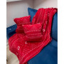 Mäkká teplá deka s obliečkami na vankúš so zimným motívom, 160 x 200 cm, červená