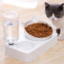 Miska na krmivo s dávkovačem vody pro kočku, bílá