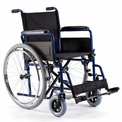 Oceľový invalidný vozík - šírka sedadla - 46 cm, modrá