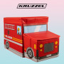 Multifunkční skládací úložný box na hračky a stolička 2v1 - hasičské auto