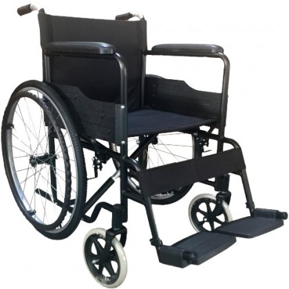 Oceľový invalidný vozík Gabi, šírka sedadla 45 cm, čierny