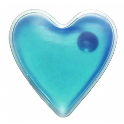 Ohřívač rukou, hřejivý gelový polštářek ve tvaru srdce, modrý