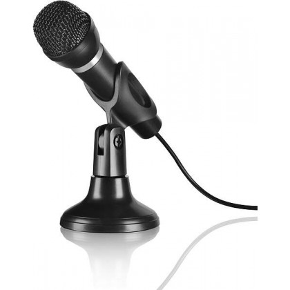 Počítačový mikrofón so stojanom 3,5 mm minijack, čierny