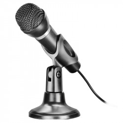 Počítačový mikrofon se stojanem s 3,5mm minijackem, černý