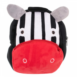 Předškolní batoh zebra 24 cm plyš, černá/červená
