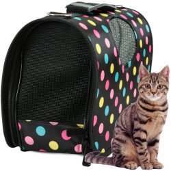 Přepravní taška pro psy a kočky, černá s puntíky