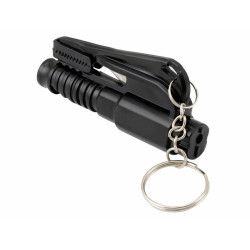 Přívěsek na klíče 3v1 - kladívko na sklo, řezačka bezpečnostních pásů a píšťalka