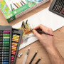 Sada akvarelových tužek - zářivé barevné tužky, akvarelový blok a přenosná krabička, 74 ks