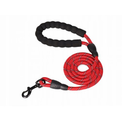 Reflexní lanové vodítko pro psy s polstrovanou rukojetí 120 cm, červené