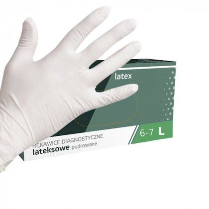 Vyšetrovacie rukavice jednorazové latexové s púdrom L - 100ks