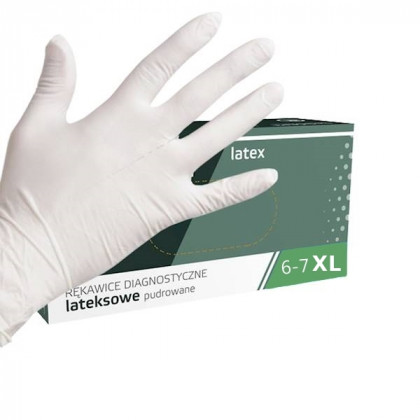 Jednorázové latexové vyšetřovací rukavice s pudrem XL - 100ks