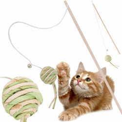 Rybářský prut pro kočky s míčkem