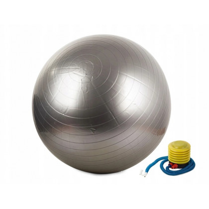 Fitness míč s pumpou - stříbrný
