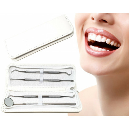 Profesionálne zubné, stomatologické nástroje 4-dielna sada na ústnu hygienu