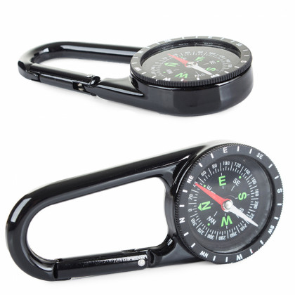 Vreckový kovový kompas s karabínkou