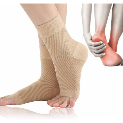 Kompresné ponožky na členok s otvorenou špičkou, telové - S/M