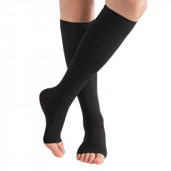 Kompresní ponožky s otevřenou špičkou unisex, černé S/M (34-39)