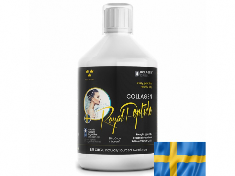 KOLAGEN DRINK Collagen Royal Peptide -hydrolyzovaný rybí kolagén bez cukru 500 ml