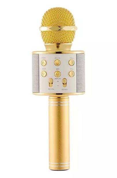 Karaoke mikrofón s reproduktorom, zlatý Farba: Zlatá